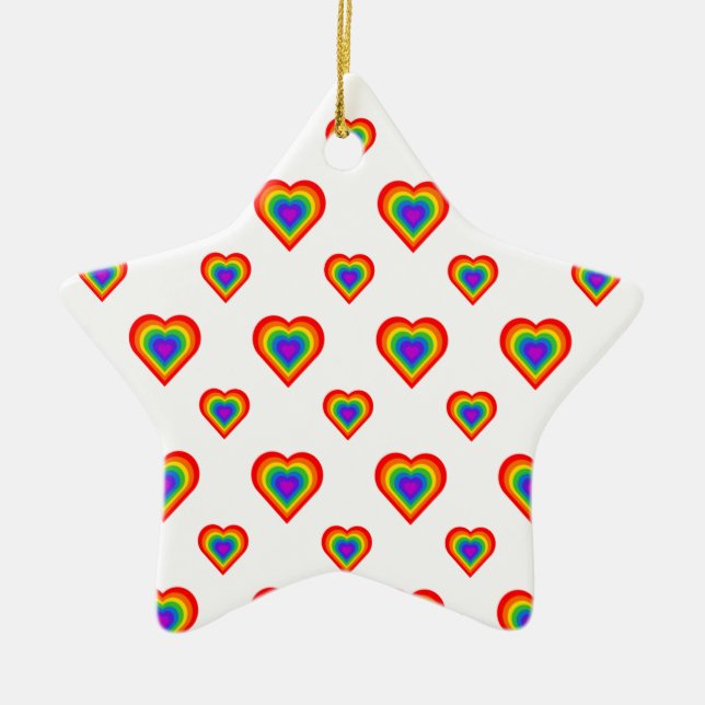 Rainbow Heart Ceramic Tree Decoration (Front)