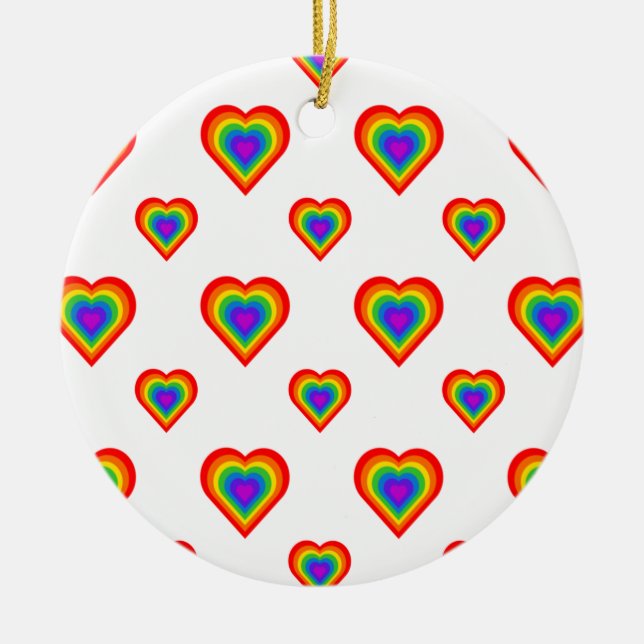Rainbow Heart Ceramic Tree Decoration (Front)