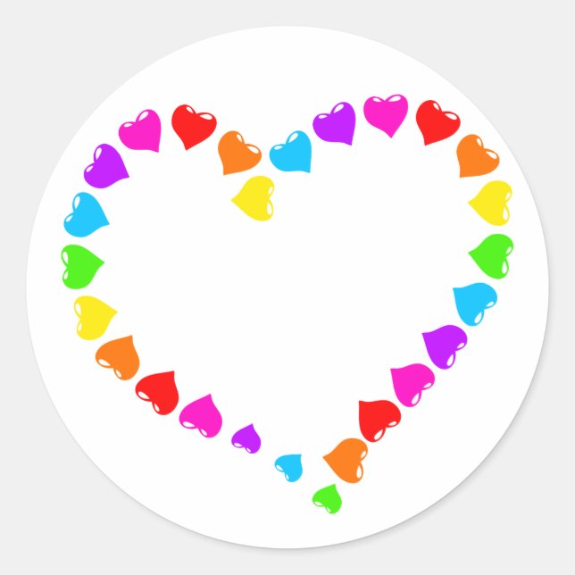 Rainbow Heart Classic Round Sticker (Front)