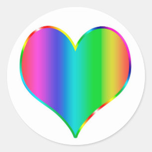 Rainbow heart classic round sticker