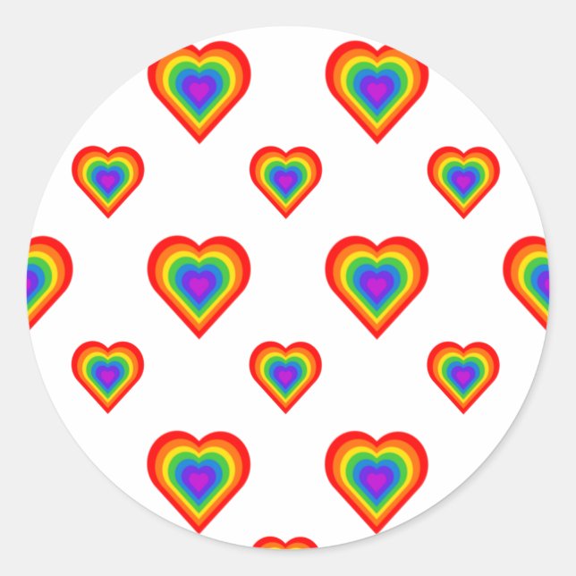 Rainbow Heart Classic Round Sticker (Front)