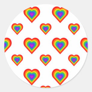 Rainbow Heart Classic Round Sticker