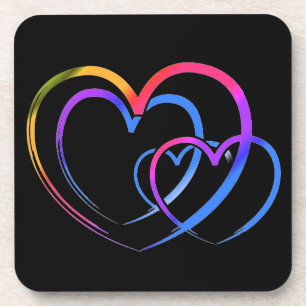 Rainbow heart coaster