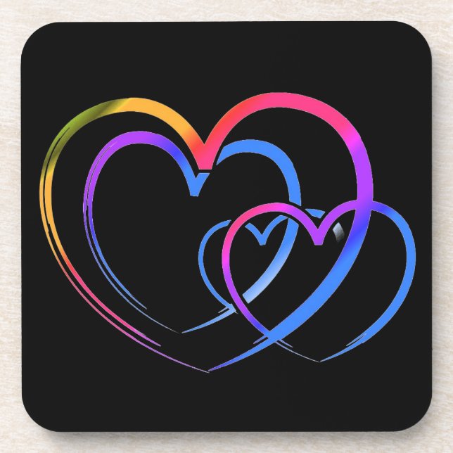 Rainbow heart coaster (Front)