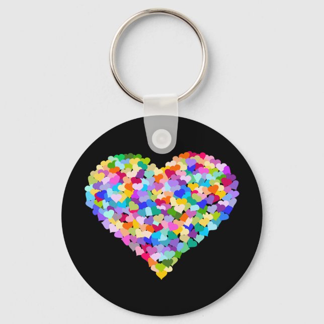 Rainbow Heart Confetti Key Ring (Front)