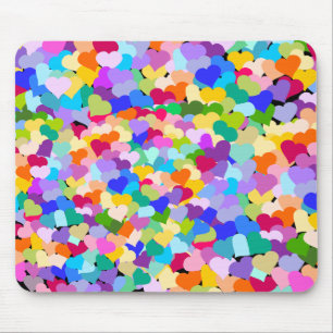 Rainbow Heart Confetti Mouse Mat