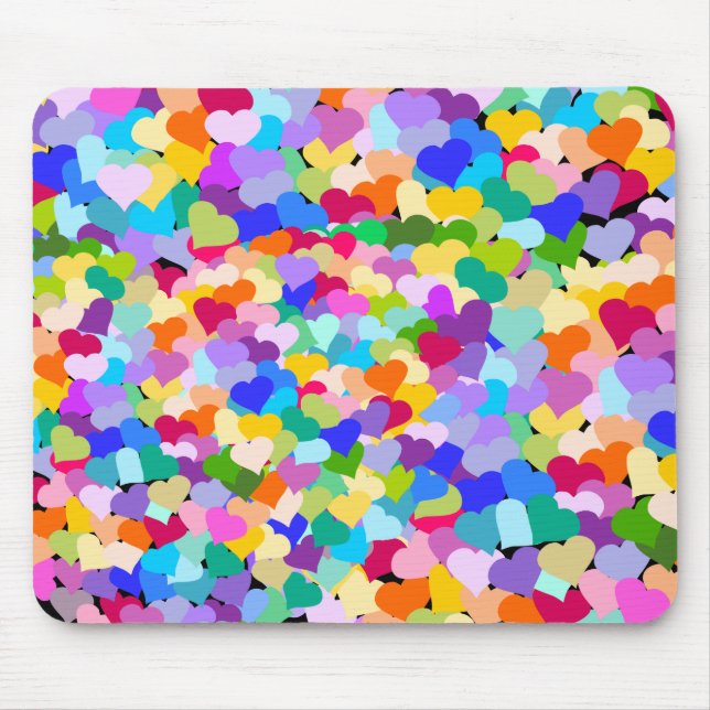 Rainbow Heart Confetti Mouse Mat (Front)