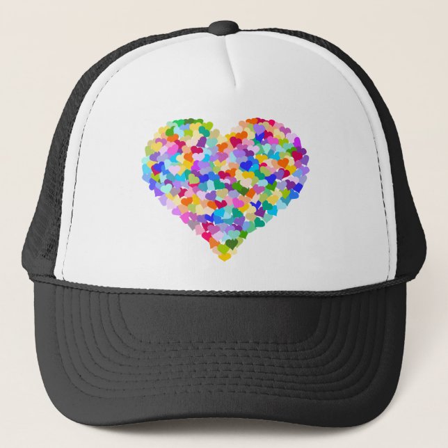 Rainbow Heart Confetti Trucker Hat (Front)