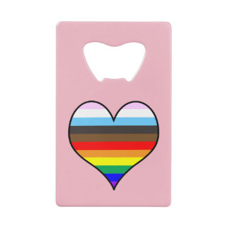 Rainbow Heart Credit Card Bottle Opener
