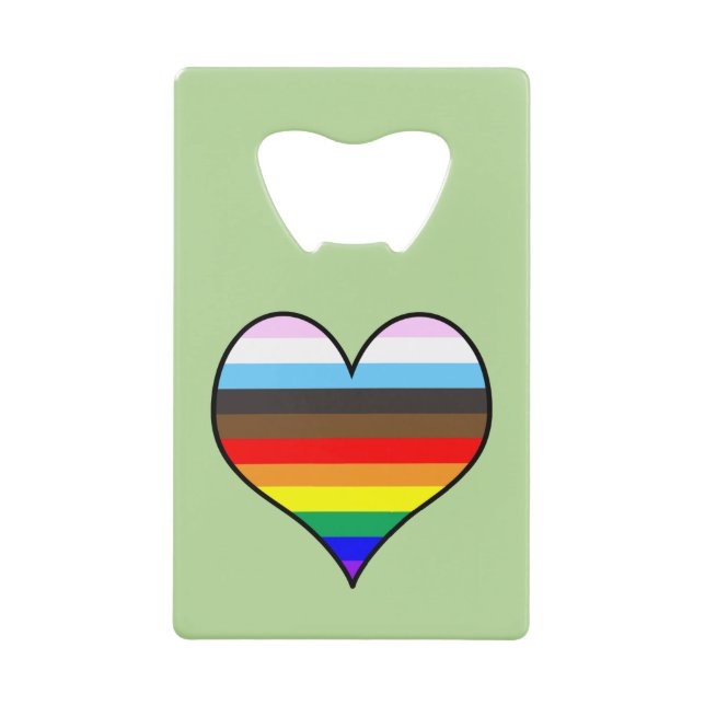 Rainbow Heart Credit Card Bottle Opener (Front)