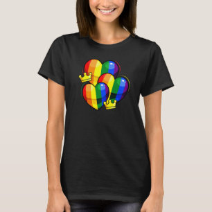 Rainbow Heart Crown Lgbt Q Cute Rainbow Flag Gay P T-Shirt