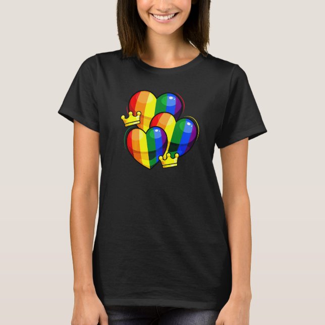Rainbow Heart Crown Lgbt Q Cute Rainbow Flag Gay P T-Shirt (Front)