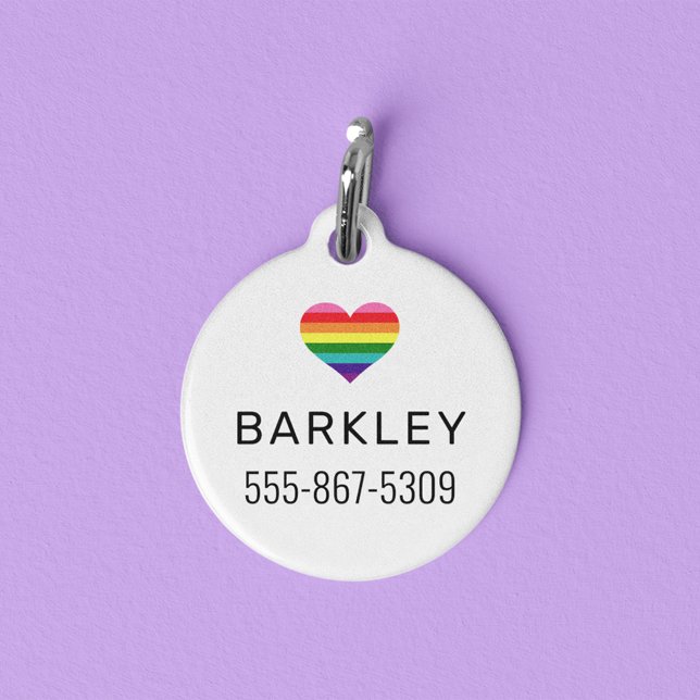 Rainbow Heart Custom Dog Pet Name Tag (Creator Uploaded)