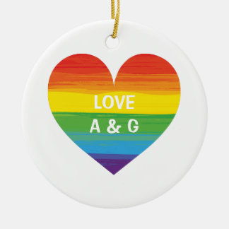 Rainbow heart - customise text ceramic tree decoration
