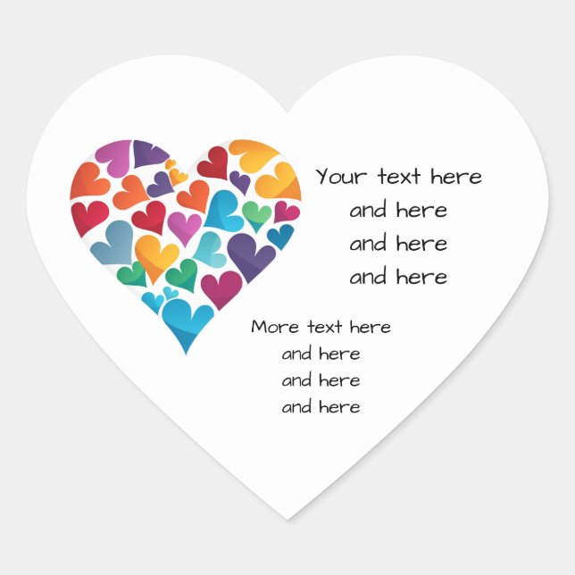 Rainbow Heart, Customise With Your Own Text,  Heart Sticker (Front)