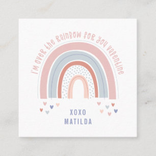 Rainbow heart cute photo classroom valentine square business card