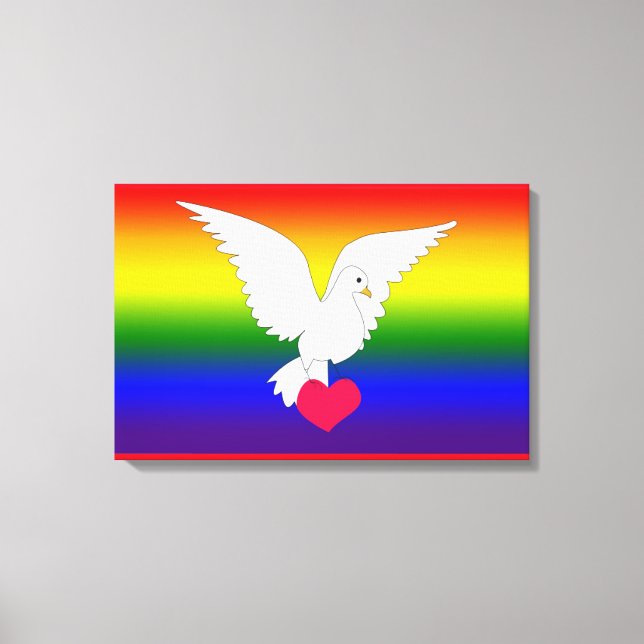 RAINBOW HEART DOVE CANVAS PRINT (Front)