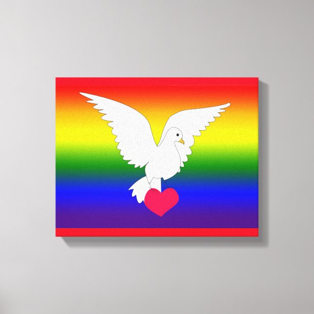 RAINBOW HEART DOVE CANVAS PRINT (Front)
