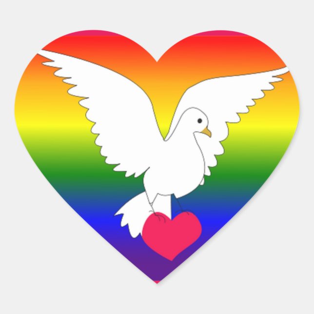 RAINBOW HEART DOVE STICKER (Front)