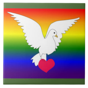 RAINBOW HEART DOVE TILE