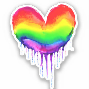 Rainbow Heart Dripping Paint