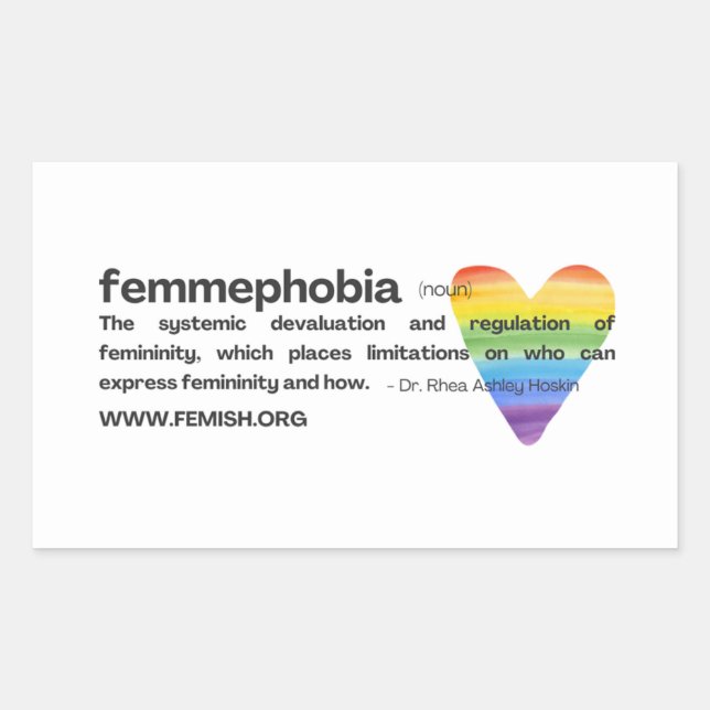 Rainbow Heart FEMMEPHOBIA Sticker (Front)