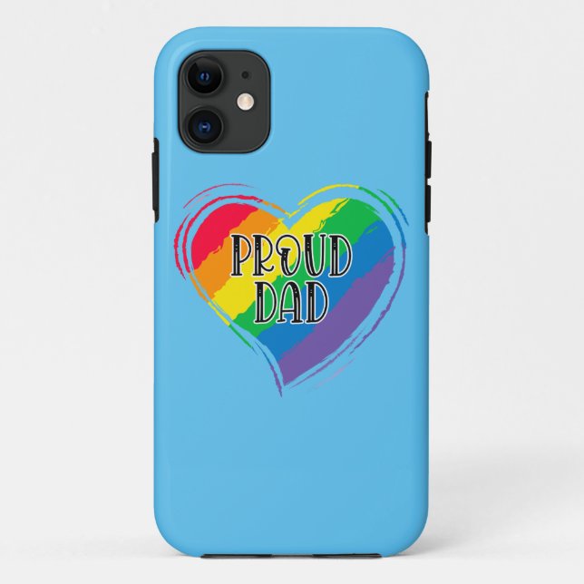 Rainbow Heart Flag Proud Dad LGBT Gay Pride Month Case-Mate iPhone Case (Back)