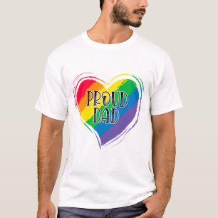 Rainbow Heart Flag Proud Dad LGBT Gay Pride Month T-Shirt