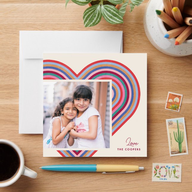 Rainbow Heart Flat Valentine's Day Card - Burgundy (Creator Uploaded)