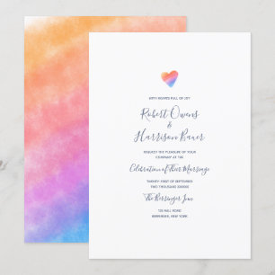 Rainbow Heart Full of Joy Wedding Invitation
