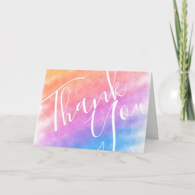 Rainbow Heart Full of Joy Wedding Photo Thank You Card (Front)