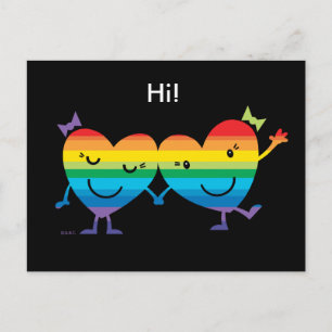 Rainbow Heart Gals Postcard