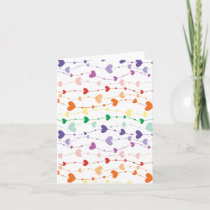 Rainbow Heart Garland Pattern Love Strings Blank Card