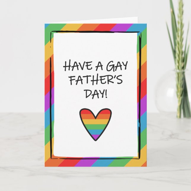 Rainbow Heart Gay Father's Day Card (Front)