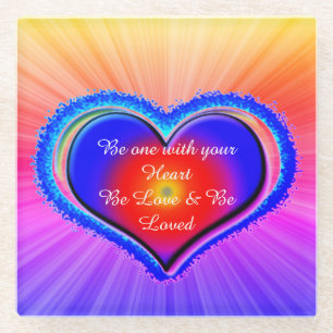 Rainbow Heart Glass Coaster