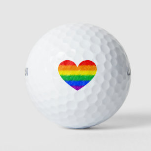 Rainbow Heart Golf Balls