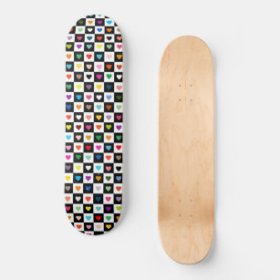 Rainbow Heart Grid Pattern Skateboard