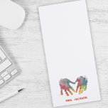 Rainbow Heart Handprints |  Personalised Teacher Magnetic Notepad<br><div class="desc">A perfect gift for your favourite teacher or friend,  this cute notepad features rainbow handprints stamped to create a heart in the centre. Add your teacher's name to this sweet,  personalised note pad for an extra special gift during Teacher Appreciation week or for a holiday gift!</div>