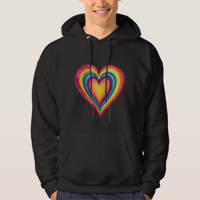 Rainbow Heart Hoodie – Cosy and full of love. (Front)