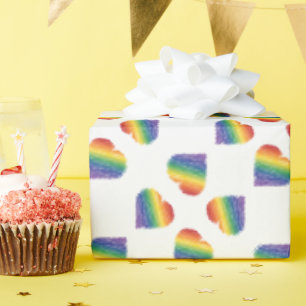 Rainbow heart kaleidescope wrapping paper