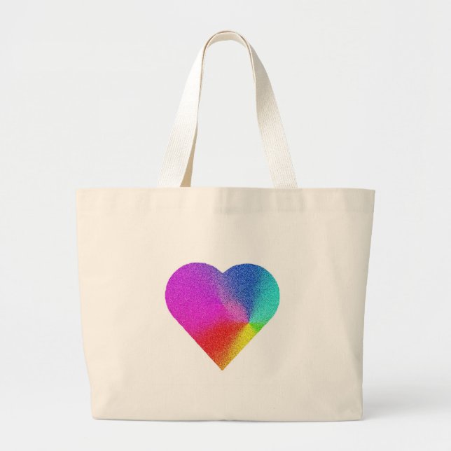 Rainbow Heart Large Tote Bag (Front)