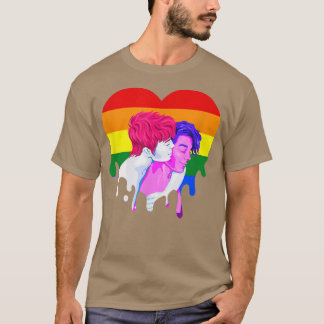 Rainbow Heart Lesbian Gay Pride Month Transgender  T-Shirt
