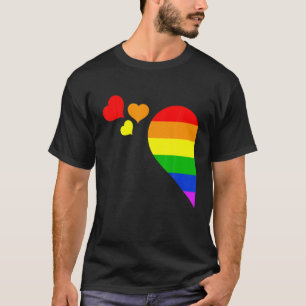 Rainbow Heart LGBT Lesbian Gay Couple LGBTQ Valent T-Shirt