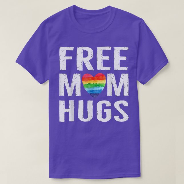 Rainbow Heart LGBT Pride Month Free Mum Hugs T-Shi T-Shirt (Design Front)