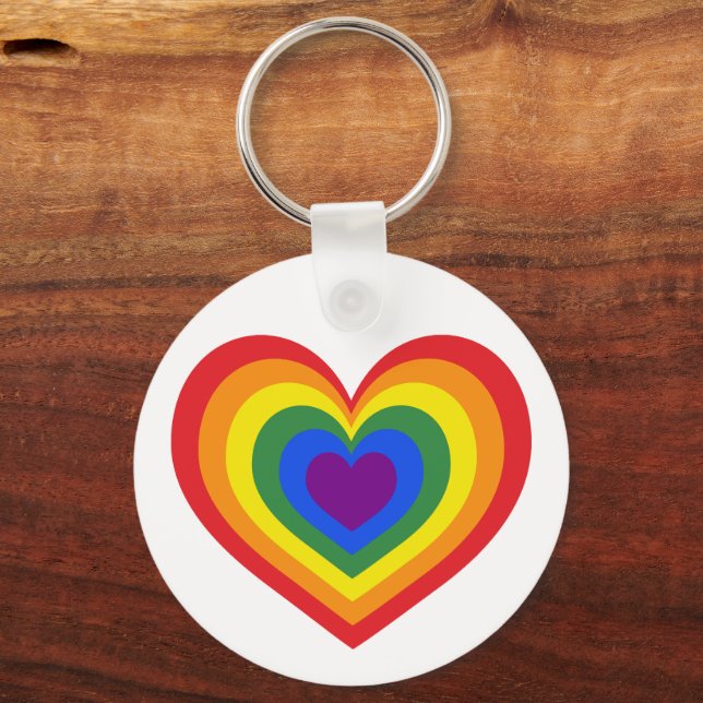 Rainbow Heart LGBTQ Pride Key Ring (Front)