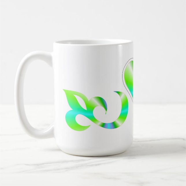 Rainbow Heart Lily and Butterfly Coffee Mug (Left)