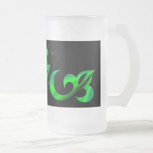 Rainbow Heart Lily and Butterfly Frosted Glass Beer Mug