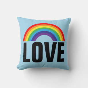 RAINBOW HEART LOVE ART THROW PILLOW