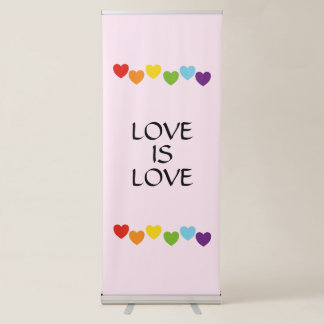 Rainbow Heart Love is Love Gay Wedding Welcome Retractable Banner