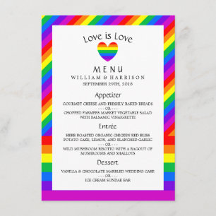 Rainbow Heart Love is Love Wedding Menu